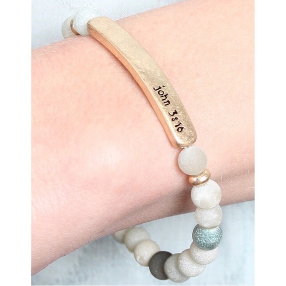 LLK Jewelry - LAST ONE: JOHN 3:16 6mm natural amazonite which is known to soothe anxiety